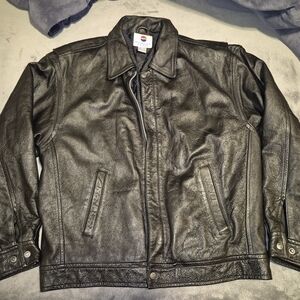 Pepsi Black Leather Military Jacket